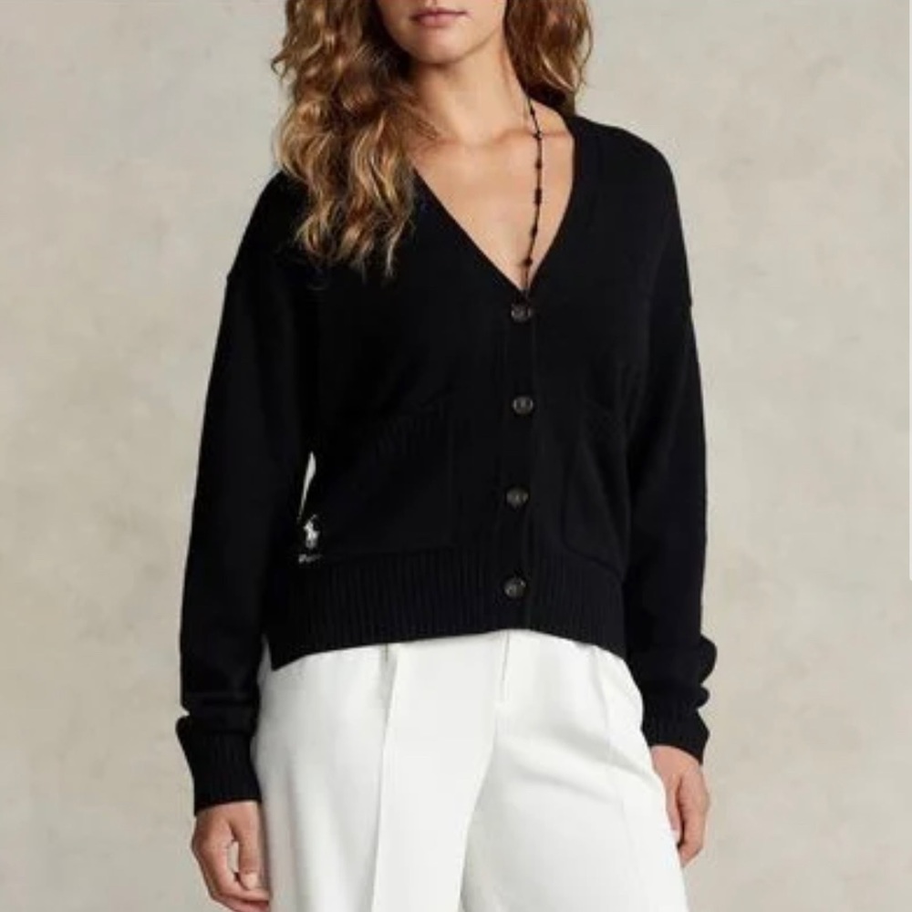 NWT wool polo ralph lauren cardigan navy